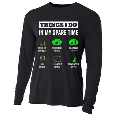 Things I Do In My Spare Time Trading Funny Crypto Investing Cooling Performance Long Sleeve Crew