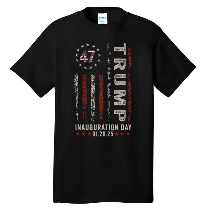 Trump Inauguration Day 2025 Memorabilia Usa Flag Vintage Tall T-Shirt