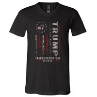 Trump Inauguration Day 2025 Memorabilia Usa Flag Vintage V-Neck T-Shirt