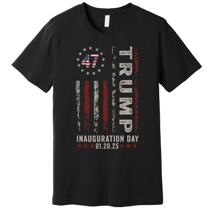 Trump Inauguration Day 2025 Memorabilia Usa Flag Vintage Premium T-Shirt