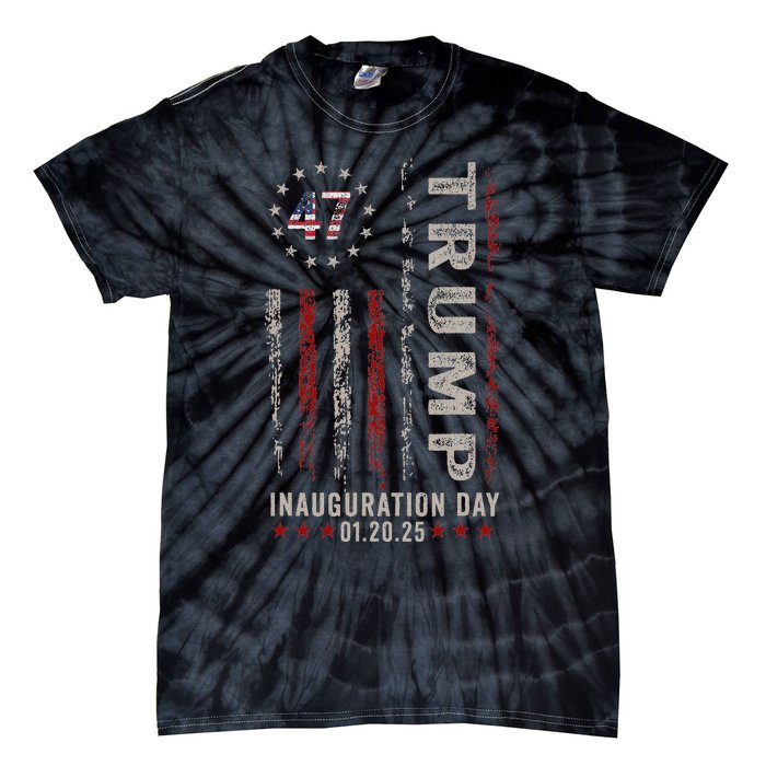 Trump Inauguration Day 2025 Memorabilia Usa Flag Vintage Tie-Dye T-Shirt