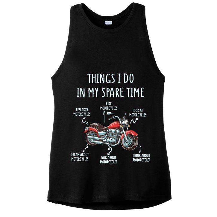 Things I Do In My Spare Time Motorcycle Biker Rider Riding Ladies PosiCharge Tri-Blend Wicking Tank