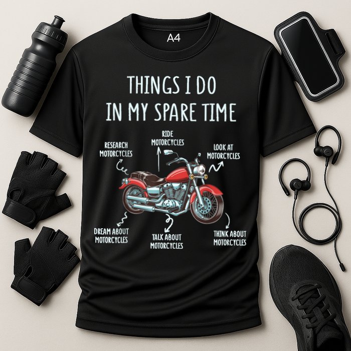 Things I Do In My Spare Time Motorcycle Biker Rider Riding Cooling Performance Crew T-Shirt