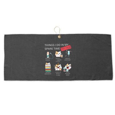 Thing I Do In My Spare Time Vet Tech Veterinary Technician Large Microfiber Waffle Golf Towel