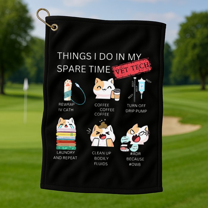 Thing I Do In My Spare Time Vet Tech Veterinary Technician Golf Towel