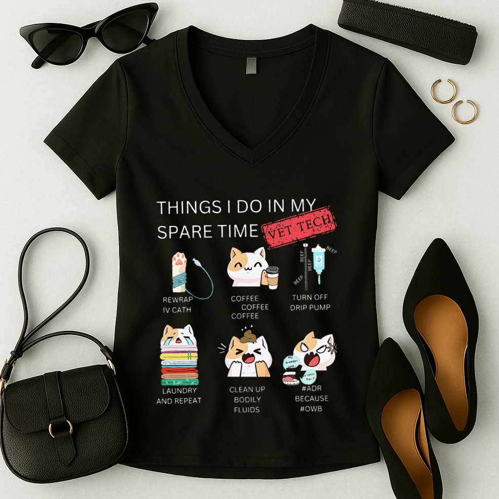 Thing I Do In My Spare Time Vet Tech Veterinary Technician Women's V-Neck T-Shirt
