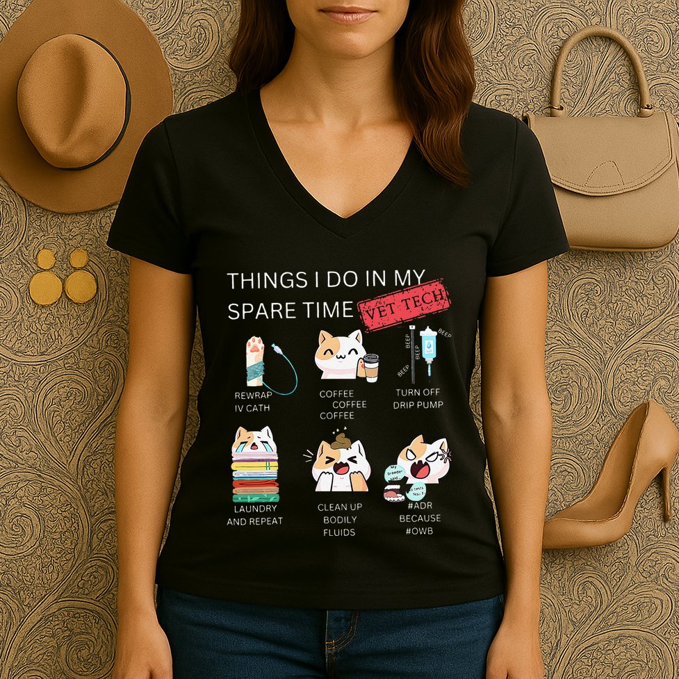 Thing I Do In My Spare Time Vet Tech Veterinary Technician Women's V-Neck T-Shirt