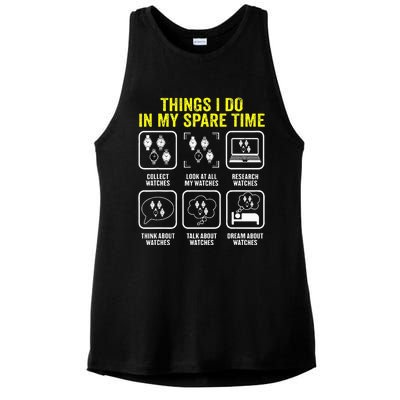 Things I Do In My Spare Time Horologist Watch Collector Ladies PosiCharge Tri-Blend Wicking Tank