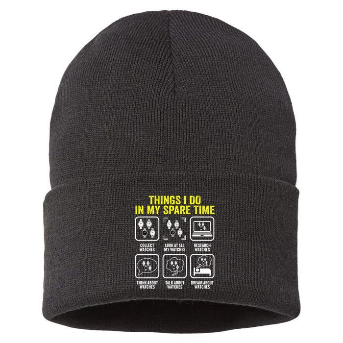 Things I Do In My Spare Time Horologist Watch Collector Sustainable Knit Beanie