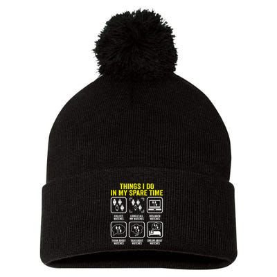 Things I Do In My Spare Time Horologist Watch Collector Pom Pom 12in Knit Beanie