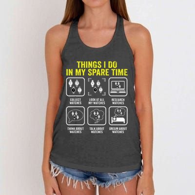 Things I Do In My Spare Time Horologist Watch Collector Women's Knotted Racerback Tank