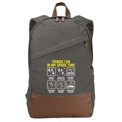 Things I Do In My Spare Time Horologist Watch Collector Cotton Canvas Backpack