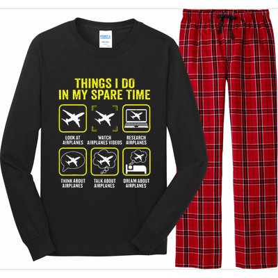 Things I Do In My Spare Time Airplanes Aviation Pilot  Long Sleeve Pajama Set