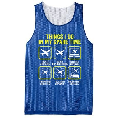 Things I Do In My Spare Time Airplanes Aviation Pilot  Mesh Reversible Basketball Jersey Tank