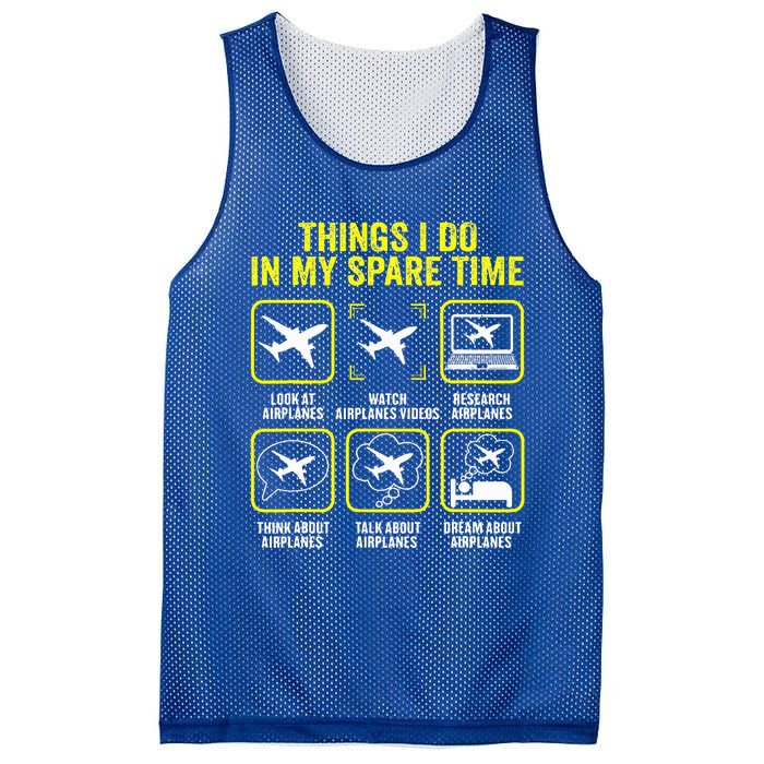 Things I Do In My Spare Time Airplanes Aviation Pilot  Mesh Reversible Basketball Jersey Tank