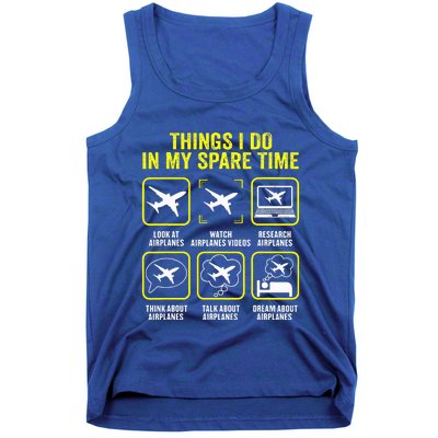 Things I Do In My Spare Time Airplanes Aviation Pilot  Tank Top