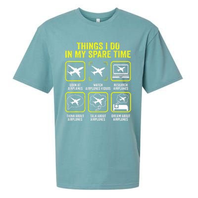 Things I Do In My Spare Time Airplanes Aviation Pilot  Sueded Cloud Jersey T-Shirt