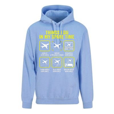 Things I Do In My Spare Time Airplanes Aviation Pilot  Unisex Surf Hoodie