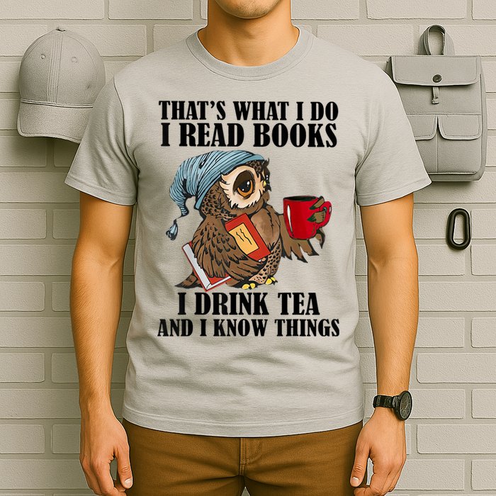 Thats I Do I Read Books Drink Tea And Know Things Funny Owl T-Shirt