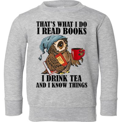 Thats I Do I Read Books Drink Tea And Know Things Funny Owl Toddler Sweatshirt