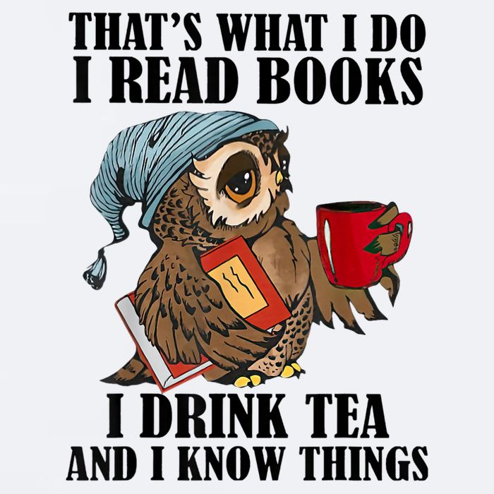 Thats I Do I Read Books Drink Tea And Know Things Funny Owl Sueded Cloud Jersey T-Shirt