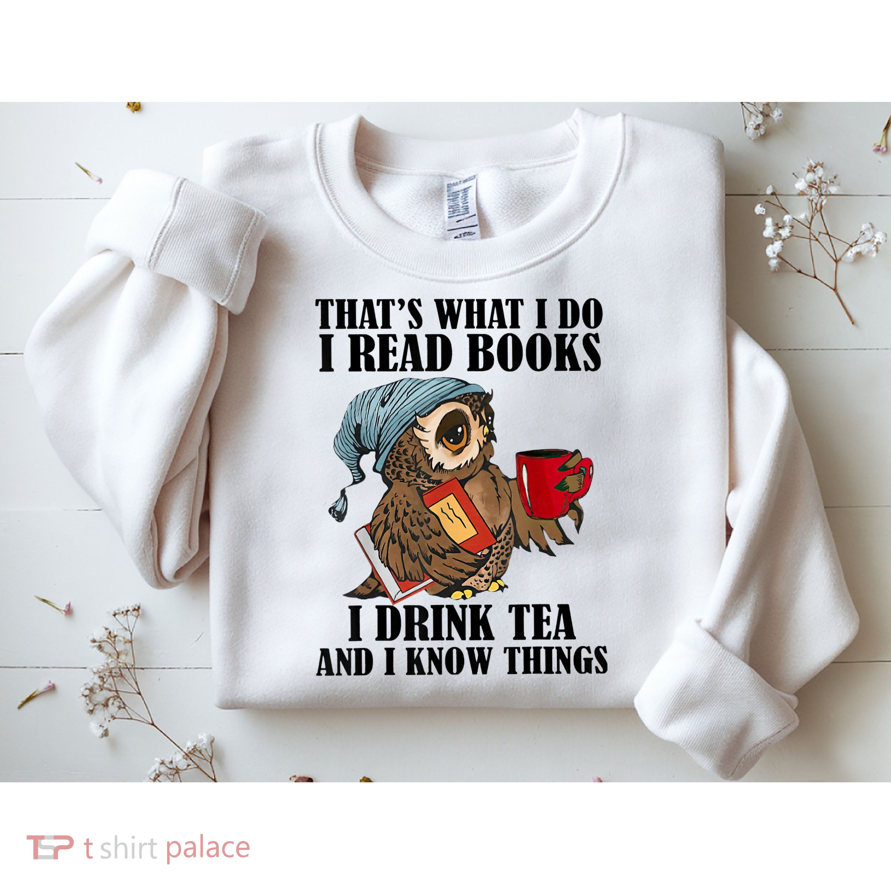 Thats I Do I Read Books Drink Tea And Know Things Funny Owl Sweatshirt