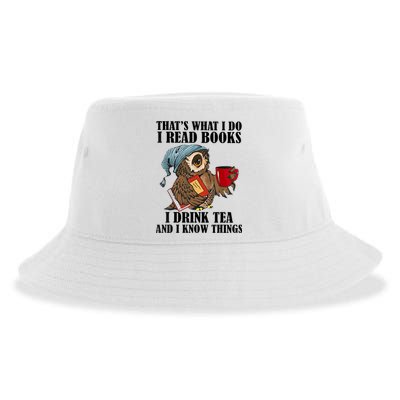 Thats I Do I Read Books Drink Tea And Know Things Funny Owl Sustainable Bucket Hat