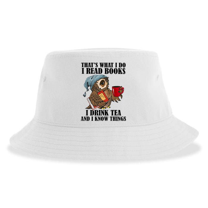 Thats I Do I Read Books Drink Tea And Know Things Funny Owl Sustainable Bucket Hat