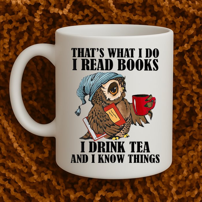 Thats I Do I Read Books Drink Tea And Know Things Funny Owl Mug