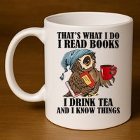Thats I Do I Read Books Drink Tea And Know Things Funny Owl 11oz C Handle Ceramic Mug