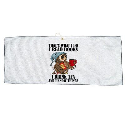 Thats I Do I Read Books Drink Tea And Know Things Funny Owl Large Microfiber Waffle Golf Towel