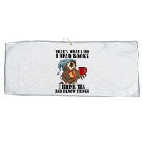 Thats I Do I Read Books Drink Tea And Know Things Funny Owl Large Microfiber Waffle Golf Towel