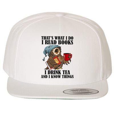 Thats I Do I Read Books Drink Tea And Know Things Funny Owl Wool Snapback Cap
