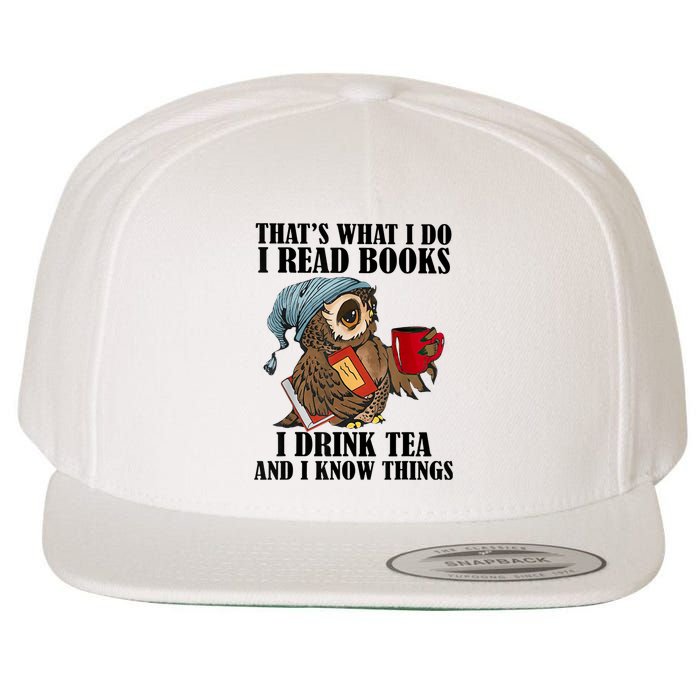 Thats I Do I Read Books Drink Tea And Know Things Funny Owl Wool Snapback Cap