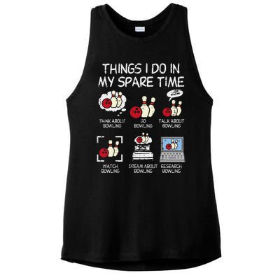 Things I Do Spare Time Bowling Funny Bowler Ladies PosiCharge Tri-Blend Wicking Tank