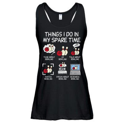 Things I Do Spare Time Bowling Funny Bowler Ladies Essential Flowy Tank