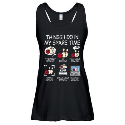 Things I Do Spare Time Bowling Funny Bowler Ladies Essential Flowy Tank