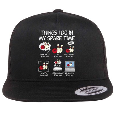 Things I Do Spare Time Bowling Funny Bowler Flatbill Hat