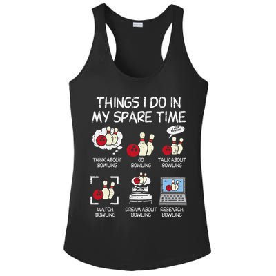 Things I Do Spare Time Bowling Funny Bowler Ladies PosiCharge Competitor Racerback Tank