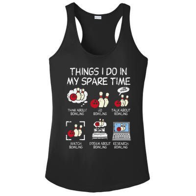 Things I Do Spare Time Bowling Funny Bowler Ladies PosiCharge Competitor Racerback Tank