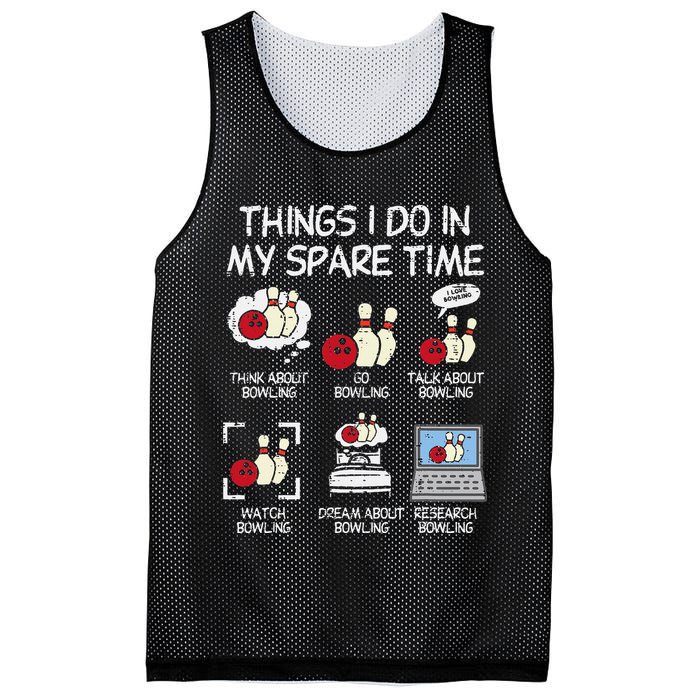 Things I Do Spare Time Bowling Funny Bowler Mesh Reversible Basketball Jersey Tank