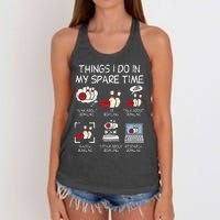 Things I Do Spare Time Bowling Funny Bowler Women's Knotted Racerback Tank