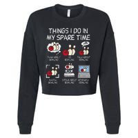 Things I Do Spare Time Bowling Funny Bowler Cropped Pullover Crew