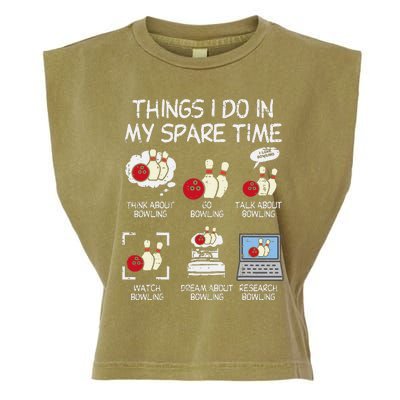 Things I Do Spare Time Bowling Funny Bowler Garment-Dyed Women's Muscle Tee