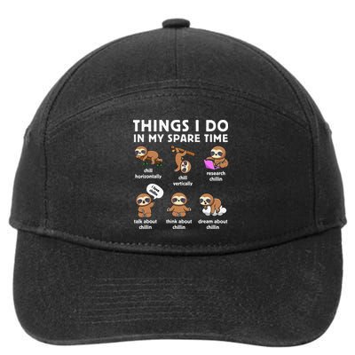 Things I Do In My Spare Time Chilling Sloth Cute Kawaii 7-Panel Snapback Hat