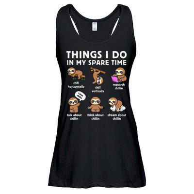 Things I Do In My Spare Time Chilling Sloth Cute Kawaii Ladies Essential Flowy Tank