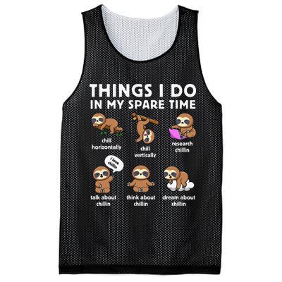 Things I Do In My Spare Time Chilling Sloth Cute Kawaii Mesh Reversible Basketball Jersey Tank