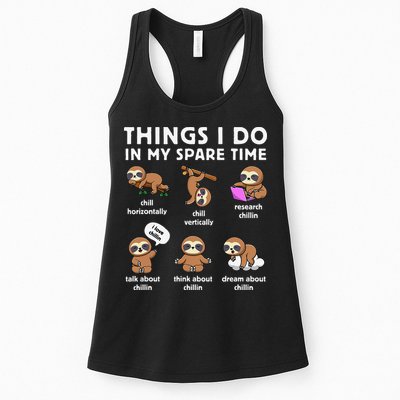 Things I Do In My Spare Time Chilling Sloth Cute Kawaii Womens Tank Top