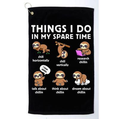 Things I Do In My Spare Time Chilling Sloth Cute Kawaii Golf Towel