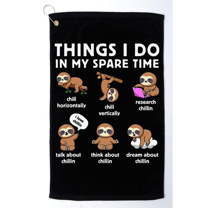 Things I Do In My Spare Time Chilling Sloth Cute Kawaii Golf Towel